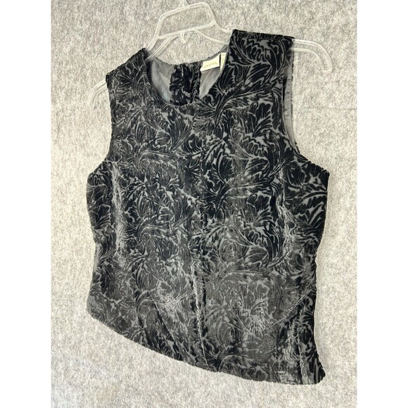 Merona Women Size M Velvet Burnout Blouse Sleeveless Whimsigoth Silk Blend - Picture 2 of 9